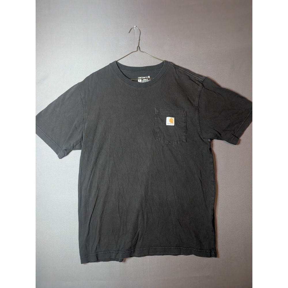 Carhartt Loose Fit Pocket T Shirt Mens Medium Black Logo Crew Neck K87 Workwear
